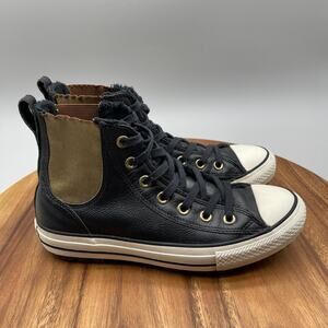 Converse Chuck Taylor All Star Shoes Womens Size 7.5 Black Leather Casual Skate